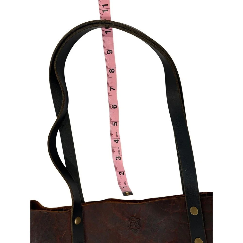 AK Leather The Tote Bag Brown Pebbled Rivets Alaska